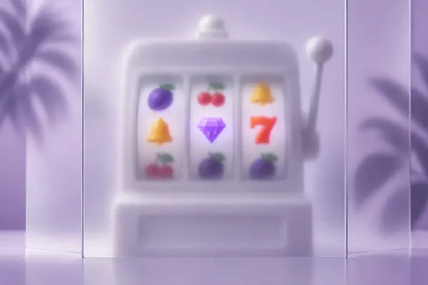 A slot machine seen through a frosted glass privacy screen.